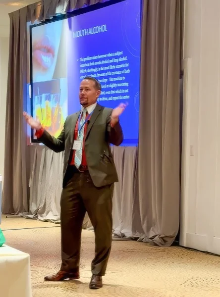 San Diego DUI attorney Joshua Price teaching breathalyzer defense strategies at a California DUI Lawyers Association seminar